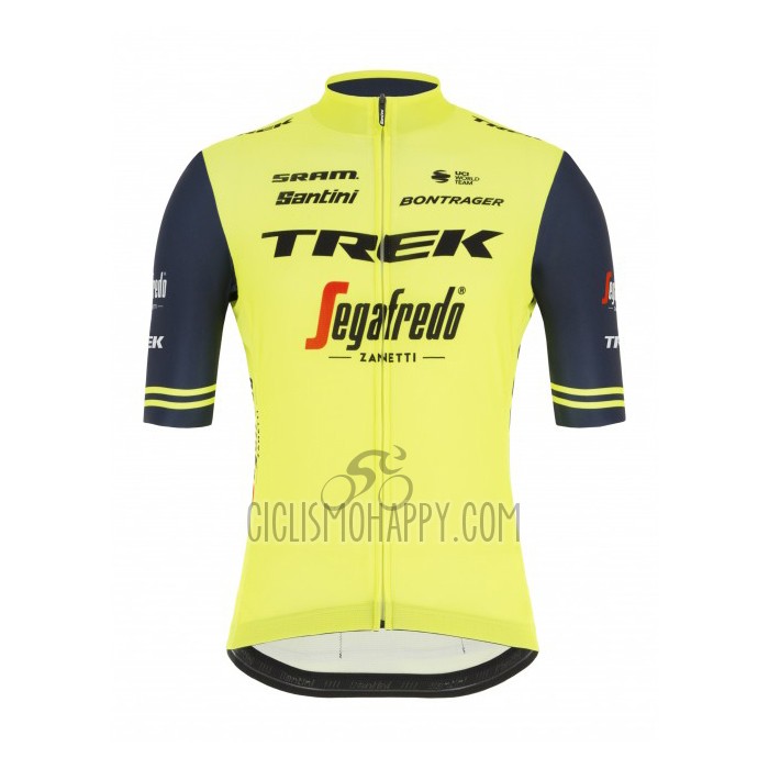 Trek Segafredo Cycling Jersey Bib Short 2021 Short Sleeve Yellow Deep Blue